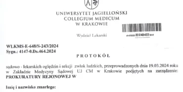 Opinia sekcyjna – dokument z sekcji zwłok